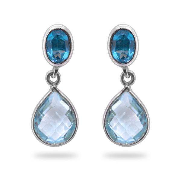 Boucles d'oreilles topaze bleue argent Julia